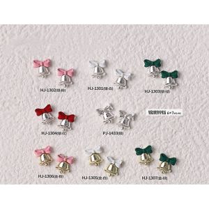 Christmas Nail Art Alloy Charms Jewelry 2025 Metal Snowflake Christmas Tree Old Bell Reindeer Nails Decorations Rhinestones 2pcs