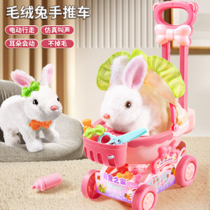 Bunny Stroller Toy Girl Kids Pet Artificial Electric Cat Dog Little Bunny Will Call Animal Baby Male