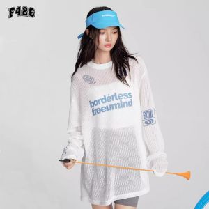 F426 | Knitted Lace-out Letter Printed Long Sleeve T-shirt