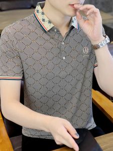 ROMON | Lormen Mens Ice Silk Short Sleeve Polo Shirt Summer Thin Plaid Business Casual With Collar T-Shirt Male Fashion Clothing