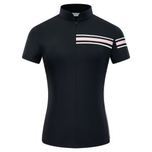 TTYGJ | Ladies Short Sleeve Collared Moisture Wicking Elastic Fitted Contrasting Color Shirt