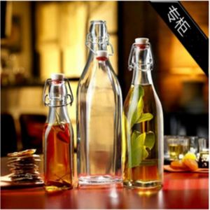 Sealed Glass Water Bottle 500ML 1000ML 250ML Clip-On Alcohol Bottle Empty Bottle Fermentation Bottle Wine Making Beverage Bottle