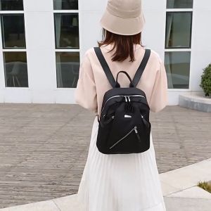 QNQN 【ซื้อ 1 แถม 1】【การจัดส่งสินค้า 2-3 วัน】ไนล่อนความจุขนาดใหญ่สีทึบเดินทางสบาย ๆ ผู้หญิงป้องกันการโจรกรรมกระเป๋าเป้สะพายหลังกันน้ำแฟชั่นกระเป๋าสะพายกระเป๋าเป้สะพายหลังสำหรับสุภาพสตรี