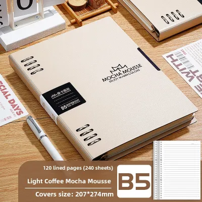 Thickened Simple Detachable Notebook High Aesthetic Detachable B5/A5 Ring Binder 8 Rings Horizontal Line Book Replaceable Core for High School Students And Postgraduate Exams