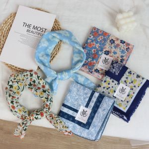 Khăn Choàng Trùm Đầu Bằng Vải Lụa Cotton 100% Mùa Xuân Hè Mới Đa Năng Cao Cấp Trang Trí Hoa Nghệ Thuật Phong Cách Nhật Bản Cổ Điển