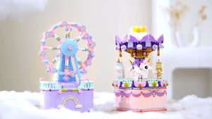 Building Kit Building Blocks Carousel music box Building Bricks for Preschool Children Ages 3+ Kids Toys 摩天轮 旋转木马 积木音乐盒