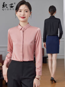 Elegant Long Sleeve Chiffon Shirt Spring Autumn Fashion Simple Design Womens Front Desk Office Wear Formal Commute Top