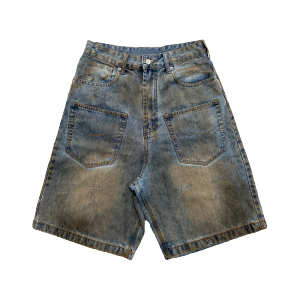 American Retro Washed High Street Mens Denim Shorts Summer Straight Leg Wide Leg Loose Casual Versatile Seven-Foot Pants