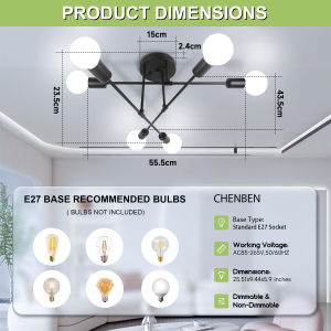 Lampu Gantung 6 Led E27 Industrial Bahan Besi Untuk Plafon Ruang Tamu Modern Minimalist Chandelier Lampu Plafon 3/6/8 Led E27 Industrial Bahan Besi Untuk Plafon