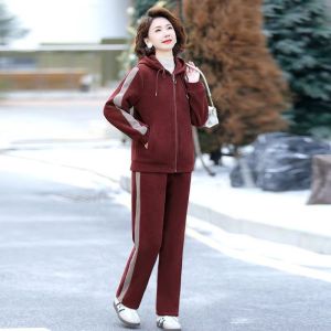 QIAOXIZI | Warm Fleece Lined Winter Coat and Sportswear Set for Women 2 Pieces