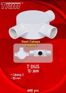 TRM T DUS Cabang 3 Size 20mm Warna Putih Tulang Body Tebal Mengkilap