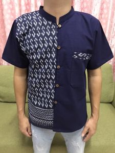 เสื้อผู้ชายผ้าฝ้าย เสื้อผู้ชายผ้าพื้นเมือง เสื้อลายขอ เสื้อผู้ชายทูโทน เสื้อผู้ชายวันศุกร์