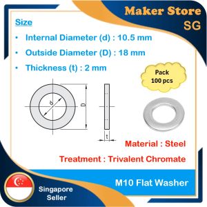 Steel Flat Washer M10 (Pack : 100 pcs)