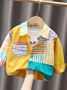 มีสไตล์ เสื้อเชิ้ตแขนยาวสําหรับเด็กผู้ชาย ฤดูใบไม้ผลิ ฤดูร้อน ฤดูใบไม้ร่วง ผ้าฝ้าย สไตล์เกาหลี หลากหลาย แจ๊กเก็ต เด็กทารก เสื้อแจ็คเก็ต สําหรับเด็ก