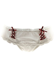 4881 Onion Intimates Japanese Cute Lace up Cross Underwear Breathable Young Adult Secondary Yuan Fat Spring Plaid White