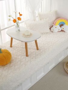 Nordic Style Pure Color Window Seat Cushion Cover Balcony Pad Velvet Material Soft Comfortable Home Decorative Fabric