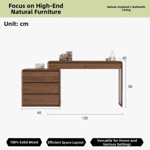HESHIBOYA | Modern Minimalist Solid Wood Vanity Table with Storage