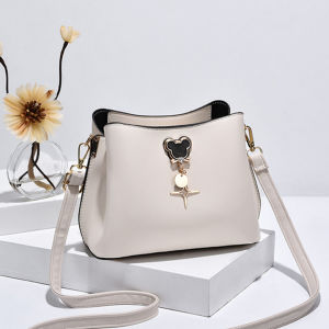Fashionable Bucket Bag Wide Strap Single Shoulder Crossbody Bag New 2025 Trendy Ins Style Versatile Casual Pure Color Shell Shape