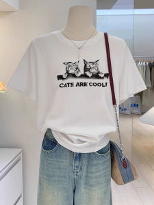 Áo Thun Nữ Cổ Tròn Tay Ngắn in Họa Tiết Mùa Hè Dáng Rộng Đơn Giản Màu Trơn Mặc Trong Vai Áo