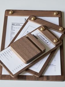 Vertical Wooden Menu Holder Cafe Restaurant Display Board Pad A4A5 Customizable Design Business Supplies Document Clip