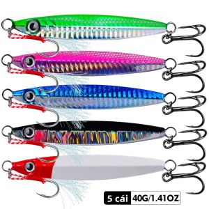 PROBEROS 5 Cái 3D Mắt Kim Loại Jig Lure Set 10g-60g Mồi Bionic Cho Nước Mặn Bờ Đúc Dụng Cụ Câu Cá