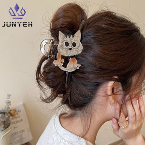 Cute Kitten Hair Claw Clip Strong Grip Women Large Female Ponytail Shark Hair Clip Funny Girls Hair Accessories