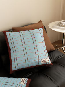 หมอนอิงโซฟา Dopamine สีเหลืองสไตล์เรโทรสำหรับห้องนอนและห้องนั่งเล่น หมอนอิงทรงสี่เหลี่ยม พื้นผิวไนลอนที่ทนทาน