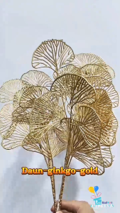 Bunga Daun Artificial Ginkgo Gold / Tanaman Palsu Bunga Plastik Artificial Ginkgo Gold / Bunga Imlek