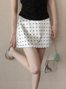 Cantonstory | Almond Dot High Waist Slimming A-Line Skirt