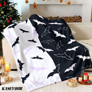 Beast Kingdom | Halloween Bat Duality Winter Summer Flannel Blanket Throw Fleece Soft Fuzzy Plush Cozy Fleece Blankets for Sofa Ideal Gifts