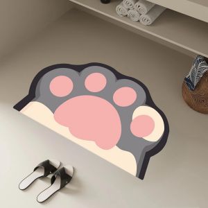 แผ่นรองพื้นห้องน้ำลายการ์ตูนแมวน่ารัก VIKAMA ทำจากไดอะตอมไมท์ ดูดซับน้ำได้ดี กันลื่น ตกแต่งบ้านสไตล์น่ารัก