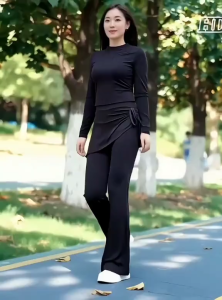 2-in-1 Legging Rok Celana Olahraga Wanita Highwaist Skirt Pant Tali Serut Samping Pilates Yoga