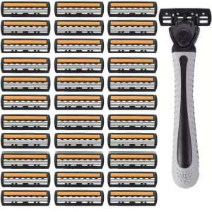 3-Layer Shaver Sack Premium Stainless Steel Safety Razor with Replaceable Blades - Smooth and Comfortable Shave for Men and Wome