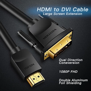Vention HDMI To DVI Cable High-Speed Male To DVI-D 24+1 Adapter 1080P HD Converter For Xbox PS4 Roku Raspberry Pi - Supports PS5 PC Projector HDTV ABF 0.5M/1M/1.5M/2M/3M/5M