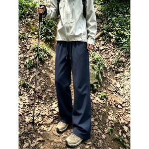 ZHUOCAN | Navy Blue Quick Drying Thin Ice Silk Mens Pants