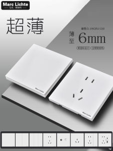 สวิตช์และเต้ารับติดผนังแบบบางพิเศษ 6 มม รุ่น 86 แบบเปิดเดียว 5 รู สำหรับโรงแรม ใช้ได้กับทั้งบ้าน ยี่ห้อ Marc Lichte G58 JingRui