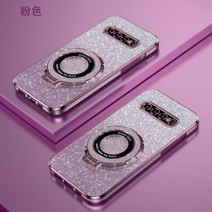 Ultra-Thin Gradient Shiny Powder Phone Case for Samsung Galaxy S10 plus Magnetic Absorption Stand Luxury Fashion Protection