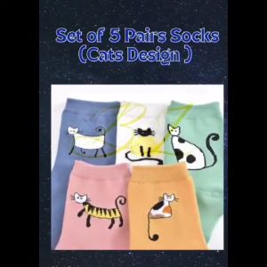 CHAINSTORE 5 Pairs (CATS) Student Girl Summer Thin Breathable Korean College Style Deodorant Socks
