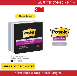 Post It 3M - Memo Tempel Sticky Notes Simply Serene 654 5SSNE 76 mm x 76 mm / 3 Inc x 3 Inc (5 Pad)