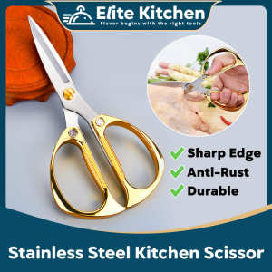 Elite Kitchen - Multifunction Stainless Steel Kitchen Scissor Gunting Dapur Heavy Duty Ikan Tulang Bone Daging Meat