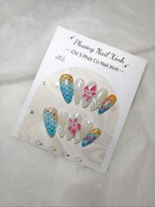 202_Nailbox thiết kế đính hoa sứ Nailbox đi biển mùa hè(oval)