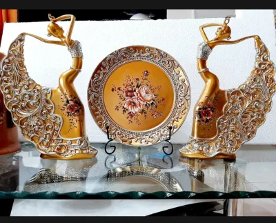 Lady Set Swan Set With Plate Ornament Home Decor Vase Set of 3 Home Decor Set