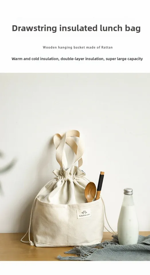 Japanese Style Canvas Bento Bag Portable Handheld Lunch Box Bag