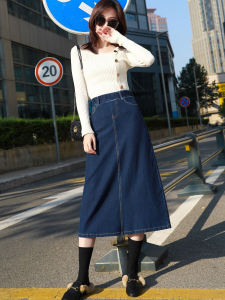 กระโปรงยีนส์ทรงเอเอวสูงทรงหลวมสำหรับผู้หญิง ฤดูใบไม้ผลิ 2025 กระโปรงยาวทรงเอสไตล์เกาหลีแบบใหม่ ทรงเข้ารูป สวมใส่สบาย