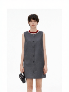 Wool Blend Sleeveless Dress Gray