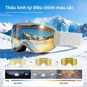 Kính Trượt Tuyết Vozapow Photochromic HD Chống Sương Mù Kính Trượt Tuyết Hai Lớp Nam Nữ Super View UV400 Kính Râm Tuyết Chuyên Nghiệp