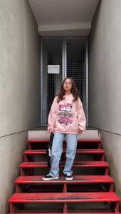 Sweater Crewneck Wanita Oversize Premium Artikel Doodles