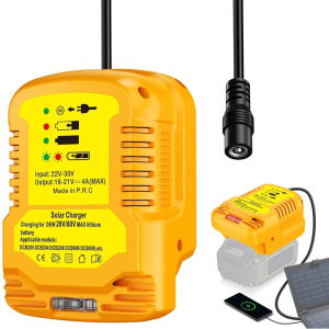 อะแดปเตอร์ชาร์จพลังงานแสงอาทิตย์สำหรับแบตเตอรี่ดีวอลท์ 18/V20V DC 18V/20V 4A เครื่องชาร์จแบตเตอรี่แบบพกพาสำหรับงานกลางแจ้งและตั้งแคมป์ DCB180