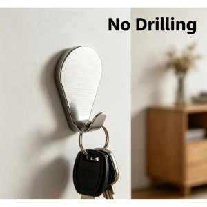 Metal Seamless Clothing Hook Stainless Steel Single Hook Sticky Hook Creative Non-punching Wall