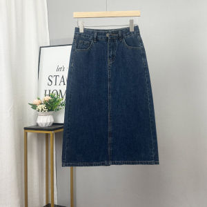 สูง เอว Midi ทรงเอ เดนิม กระโปรง สําหรับผู้หญิง ฤดูร้อน ปกวินเทจ สะโพก แยก ดีไซน์ สไตล์การเดินทางสีบริสุทธิ์เวอร์ชั่นเกาหลี